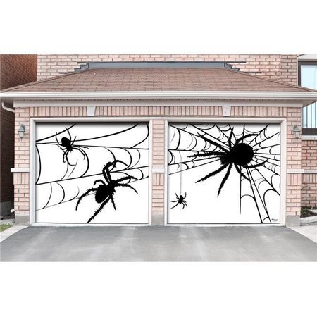 MY DOOR DECOR My Door Decor 285901HALL-012 7 x 8 ft. Spiders Halloween Door Mural Sign Split Car Garage Banner Decor; Multi Color 285901HALL-012